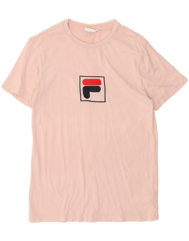 FILA Mens Graphic T-Shirt Top Small Pink Cotton Vintage Fila and Second-Hand Fila from Messina Hembry 
