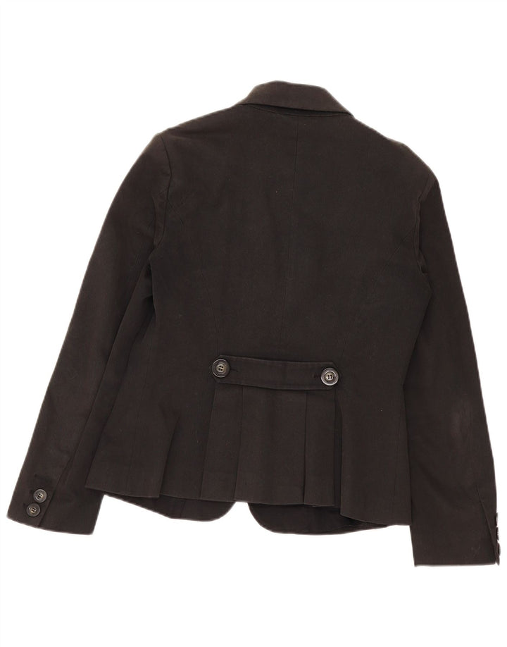 MARELLA Damen 1-Knopf-Blazerjacke UK 12 Mittelschwarze Baumwolle
