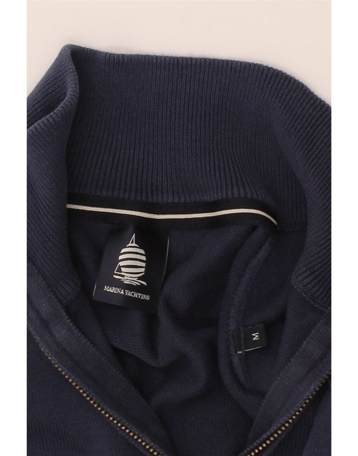 MARINA YACHTING Mens Zip Neck Jumper Sweater Medium Navy Blue Vintage Marina Yachting and Second-Hand Marina Yachting from Messina Hembry 