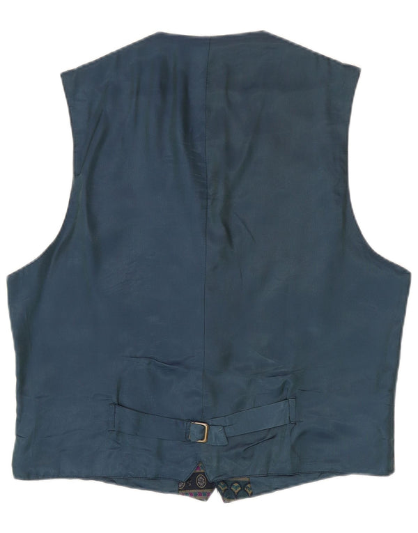 Vintage Herren Weste XL Marineblau Geometrisch Polyester