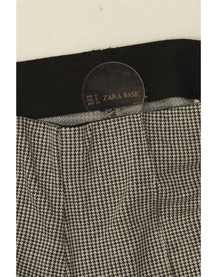 Zara Damen Steigbügel-Freizeithose, Größe S, W26, L26, grauer Hahnentrittmuster