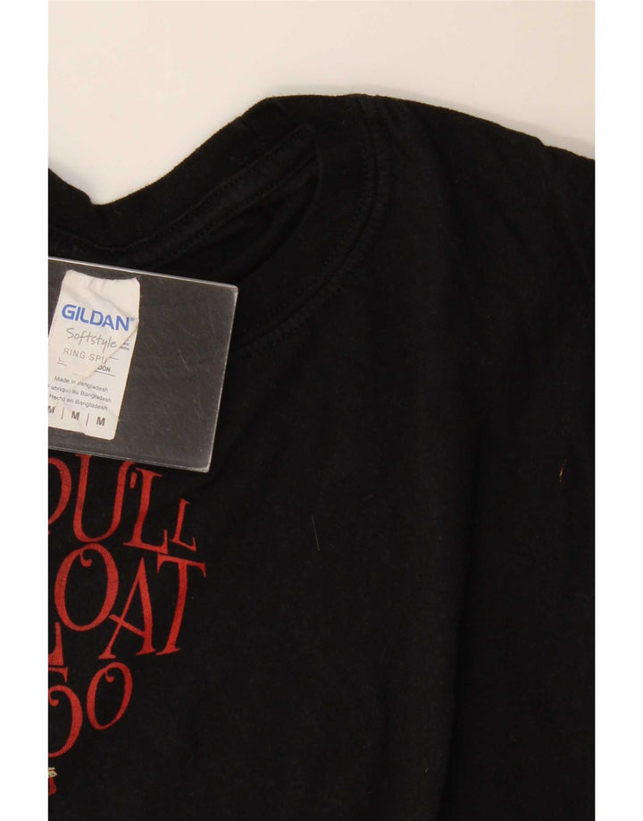 Vintage Herren-T-Shirt mit normaler Grafik, mittelschwarze Baumwolle
