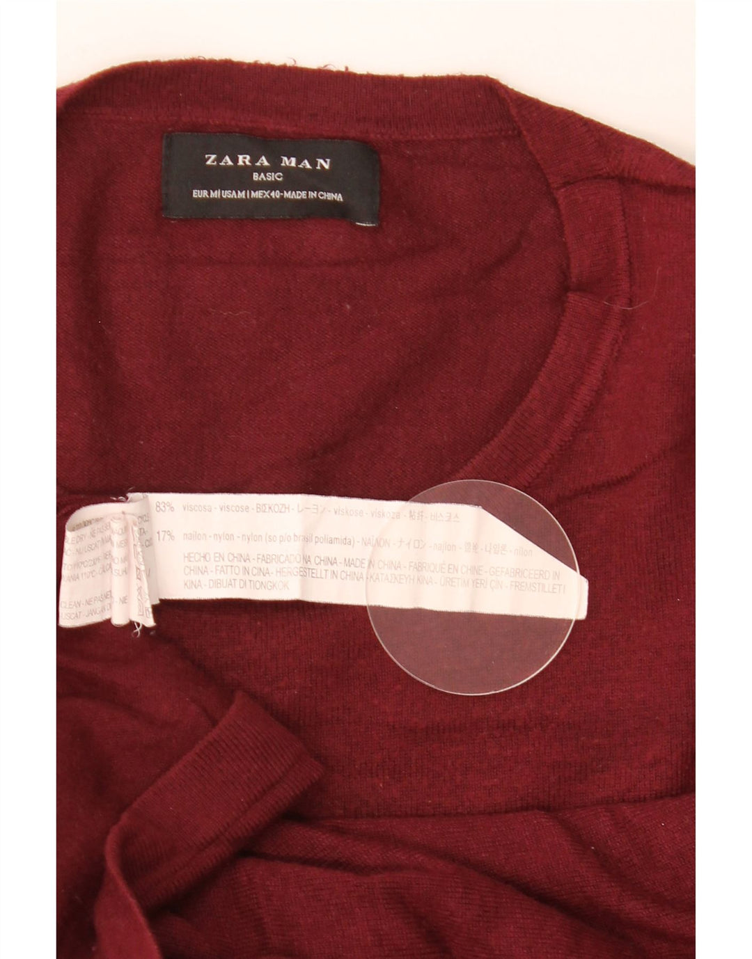Zara Herren-Pullover mit Rundhalsausschnitt, mittlere kastanienbraune Viskose
