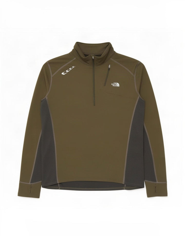 The North Face Herren-Trainingsanzug-Oberteil mit Reißverschluss am Hals, groß, Khaki, Farbblock