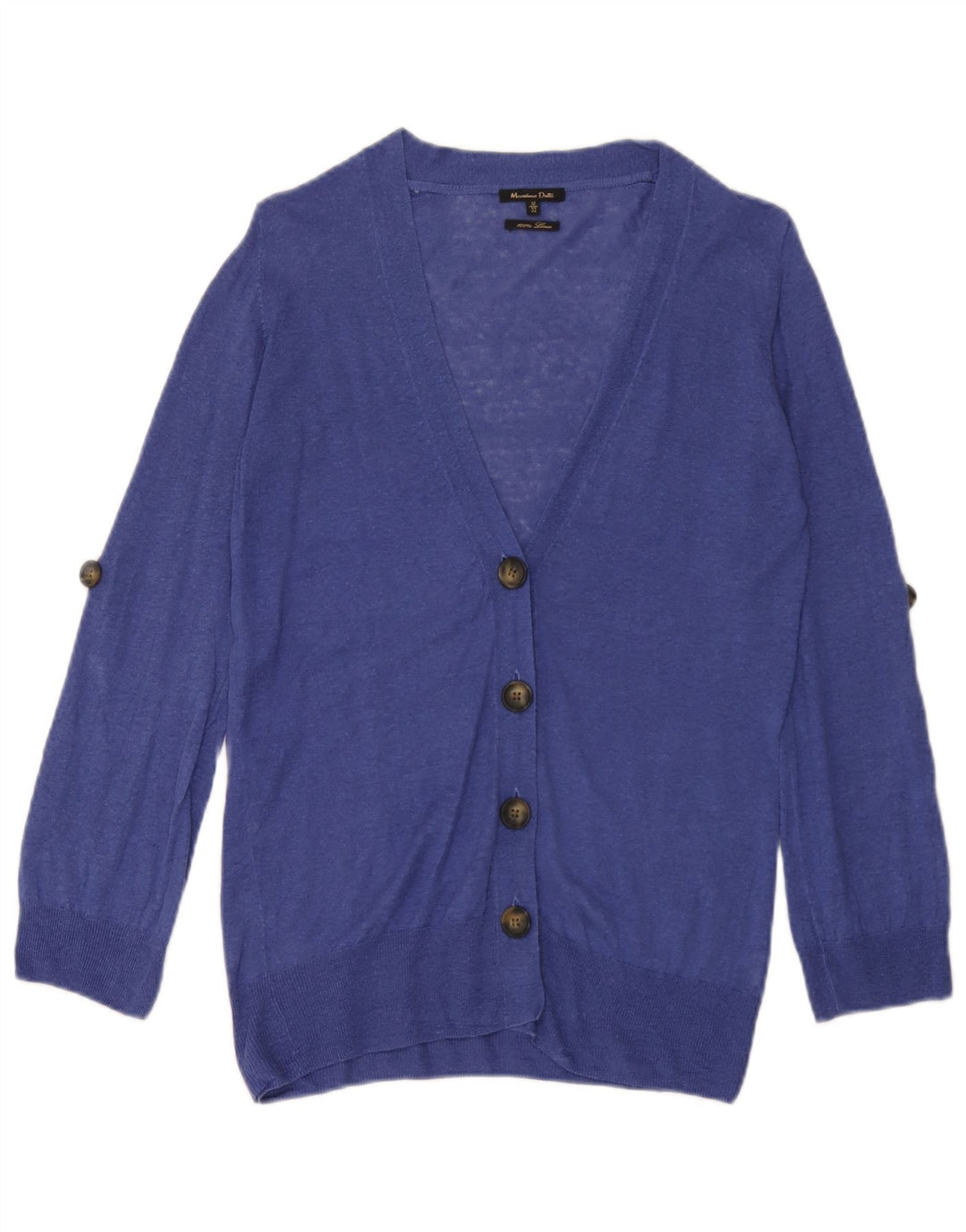 Massimo Dutti Damen Strickjacke UK 12 Mittelblaues Leinen
