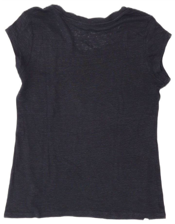 Massimo Dutti Damen T-Shirt Top UK 12 Medium Marineblau