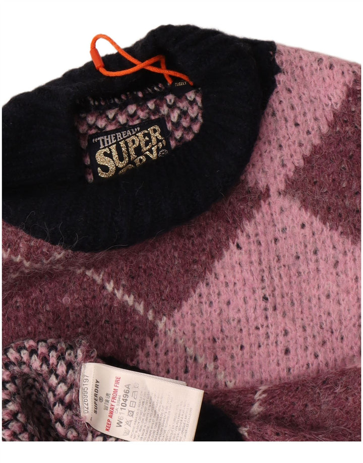 Superdry Rollkragenpullover für Damen, Gr. 10, Größe S: Rosa Argyle/Diamant