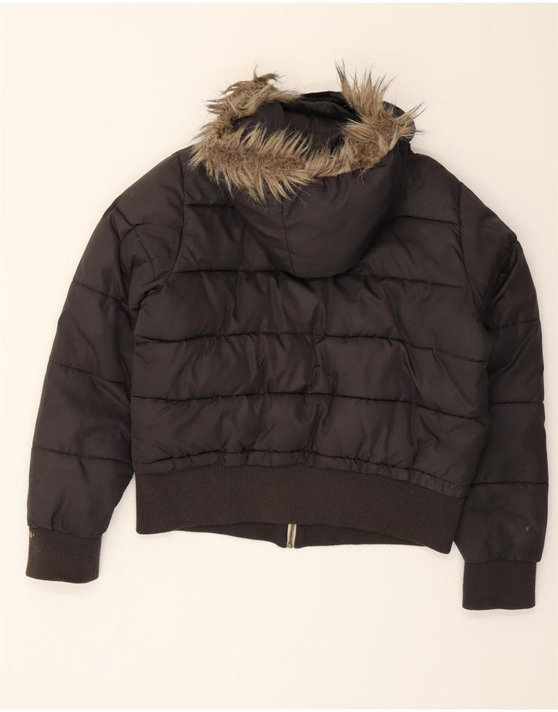 KICKERS Girls Oversized Hooded Bomber Padded Jacket 15-16 Years Grey Vintage Kickers and Second-Hand Kickers from Messina Hembry 