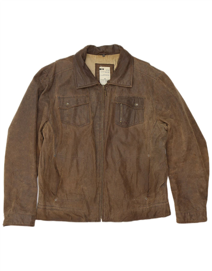 Tom Tailor Herren Wildlederjacke UK 40 Großes braunes Leder