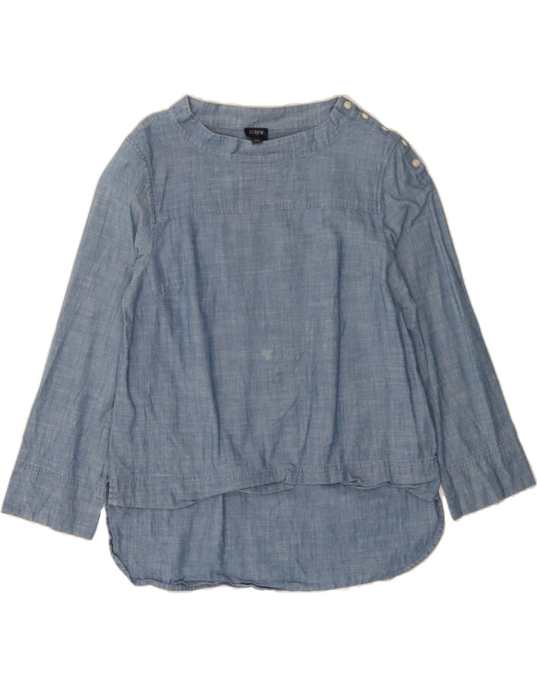 J. CREW Womens Long Sleeve Blouse Top US 10 Large Blue Cotton Vintage J. Crew and Second-Hand J. Crew from Messina Hembry 
