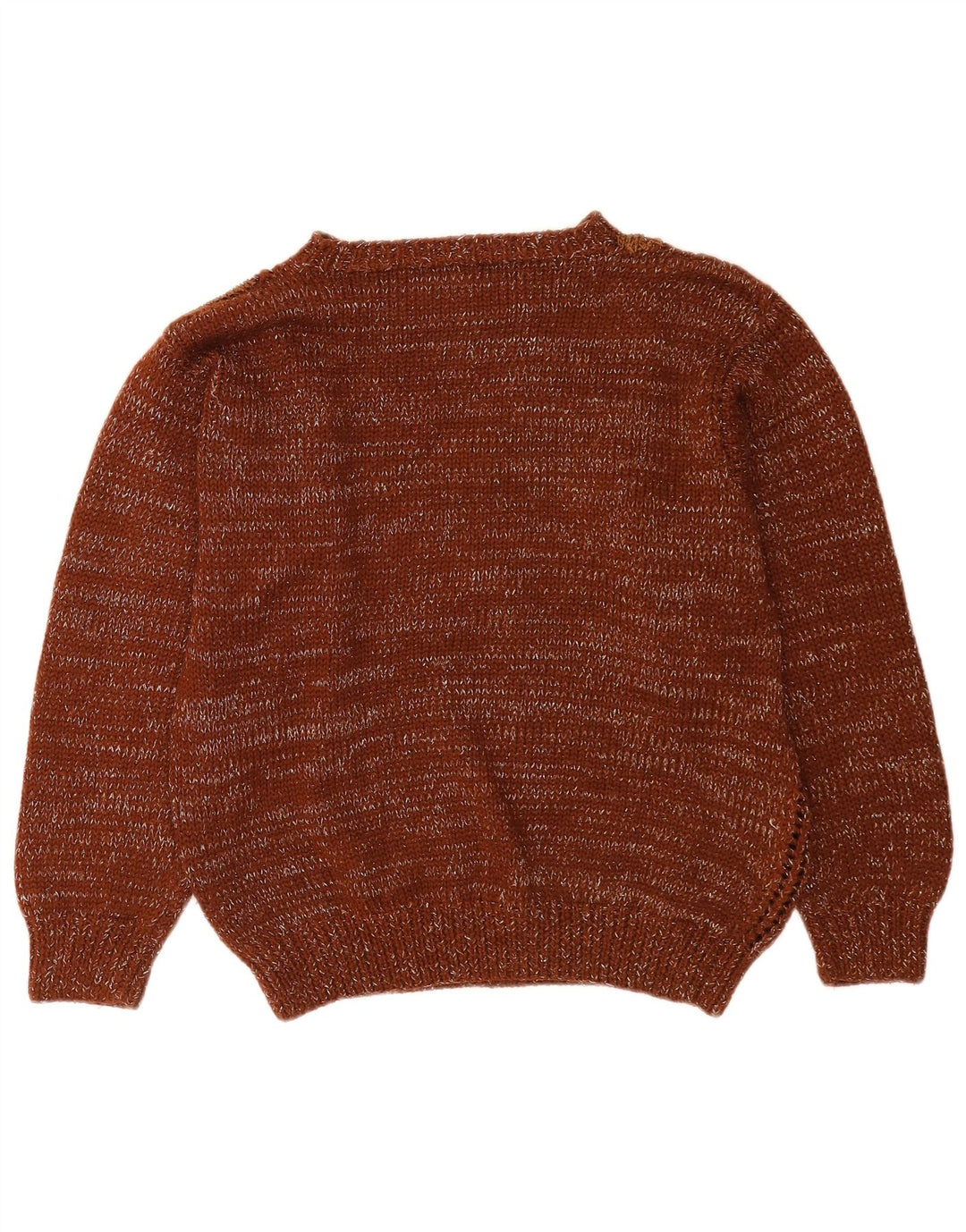 Vintage Damen Rundhalspullover Pullover UK 14 Mittelbraun Patchwork