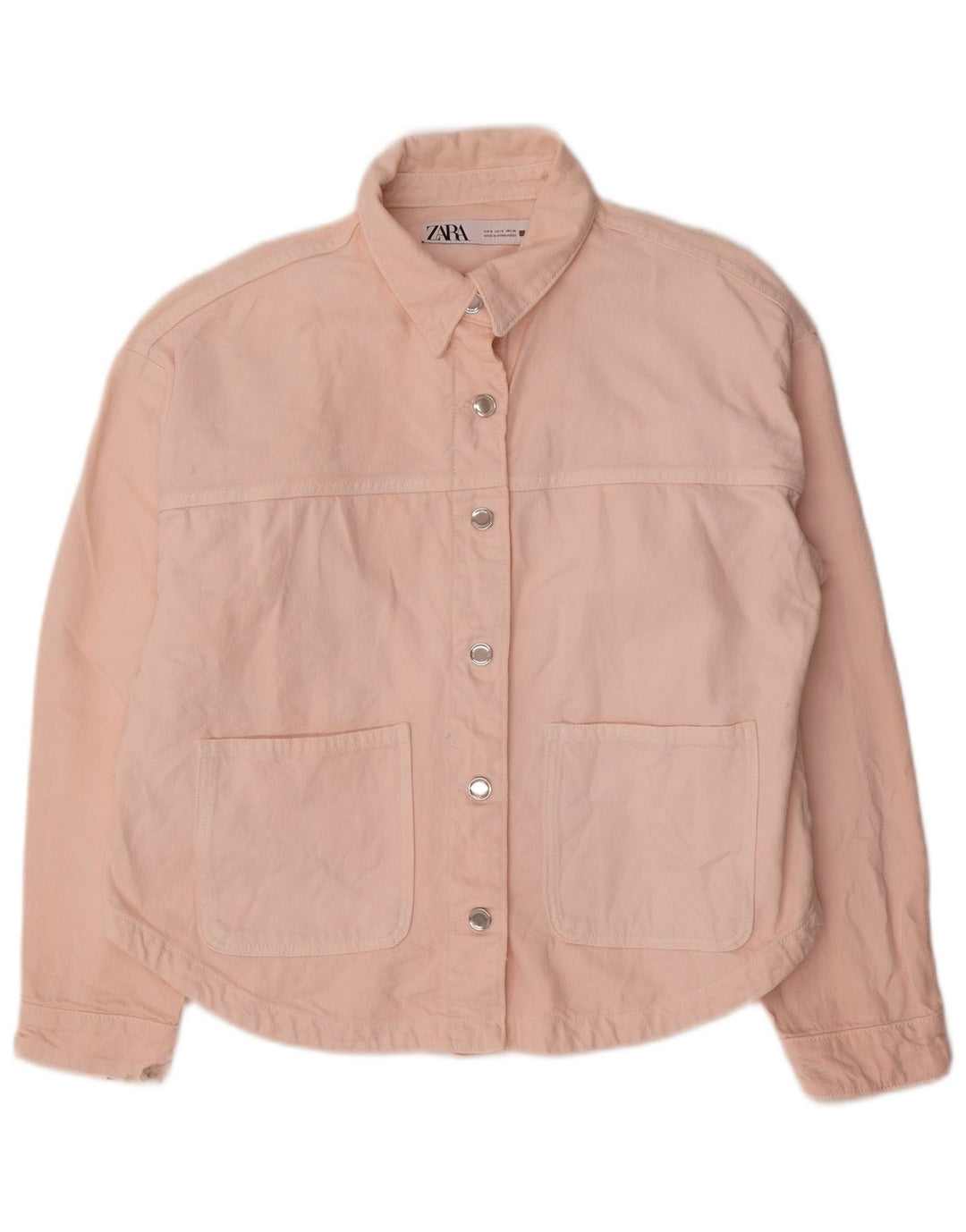 Zara Damen Übergroße Jeansjacke UK 10 Small Rosa Baumwolle