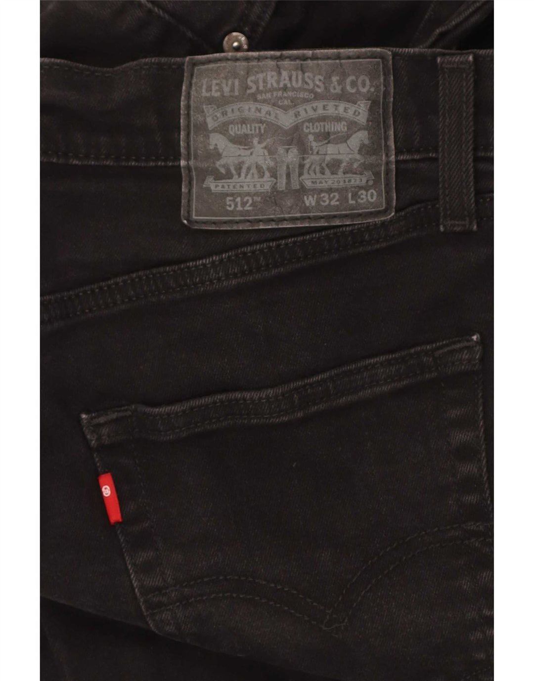 Levi's Herren 512 Slim Jeans W32 L30 schwarze Baumwolle