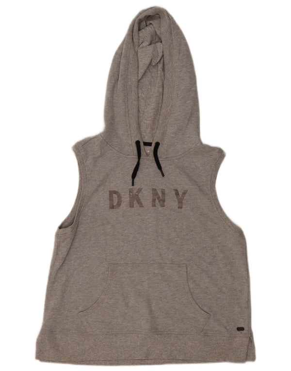 Dkny Damen-Kapuzenpullover mit Grafik, ärmellos, Gr. 40, Größe L, Grau meliert