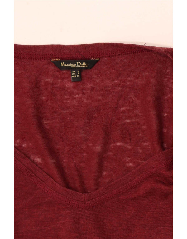 Massimo Dutti Damen T-Shirt Top UK 10 Small Burgund