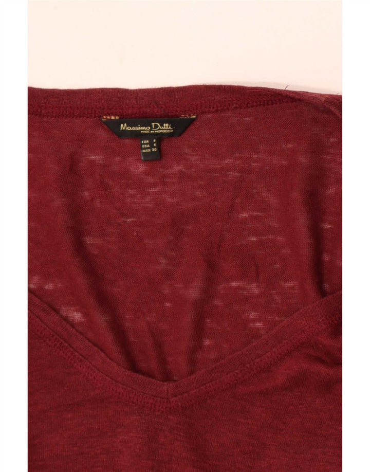 Massimo Dutti Damen T-Shirt Top UK 10 Small Burgund