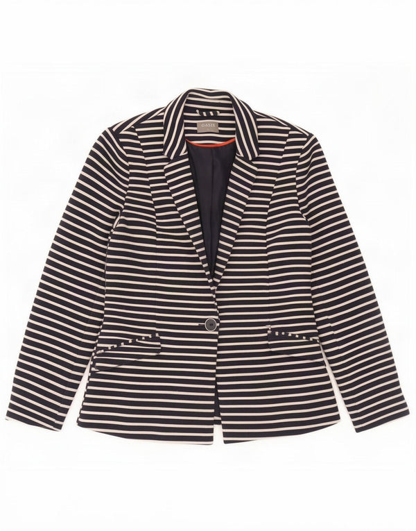 Oasis Damen 1-Knopf-Blazerjacke UK 8 Small Marineblau gestreift Polyester