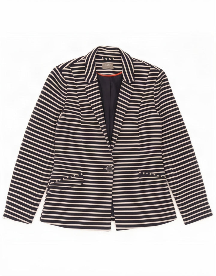 Oasis Damen 1-Knopf-Blazerjacke UK 8 Small Marineblau gestreift Polyester