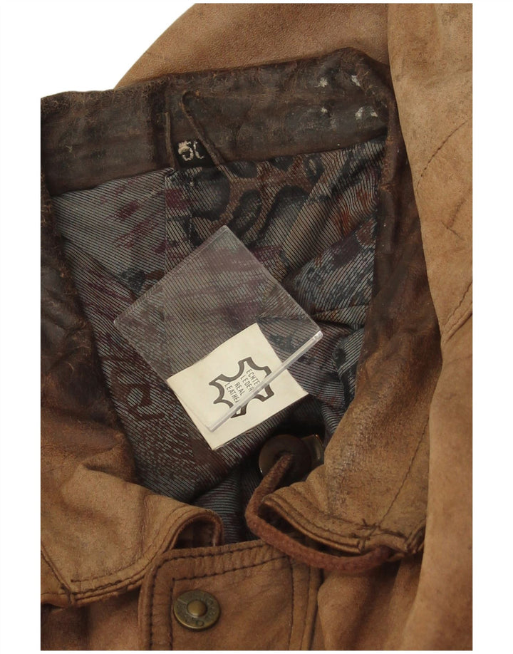 Vintage Herren Lederweste IT 50 großes braunes Leder