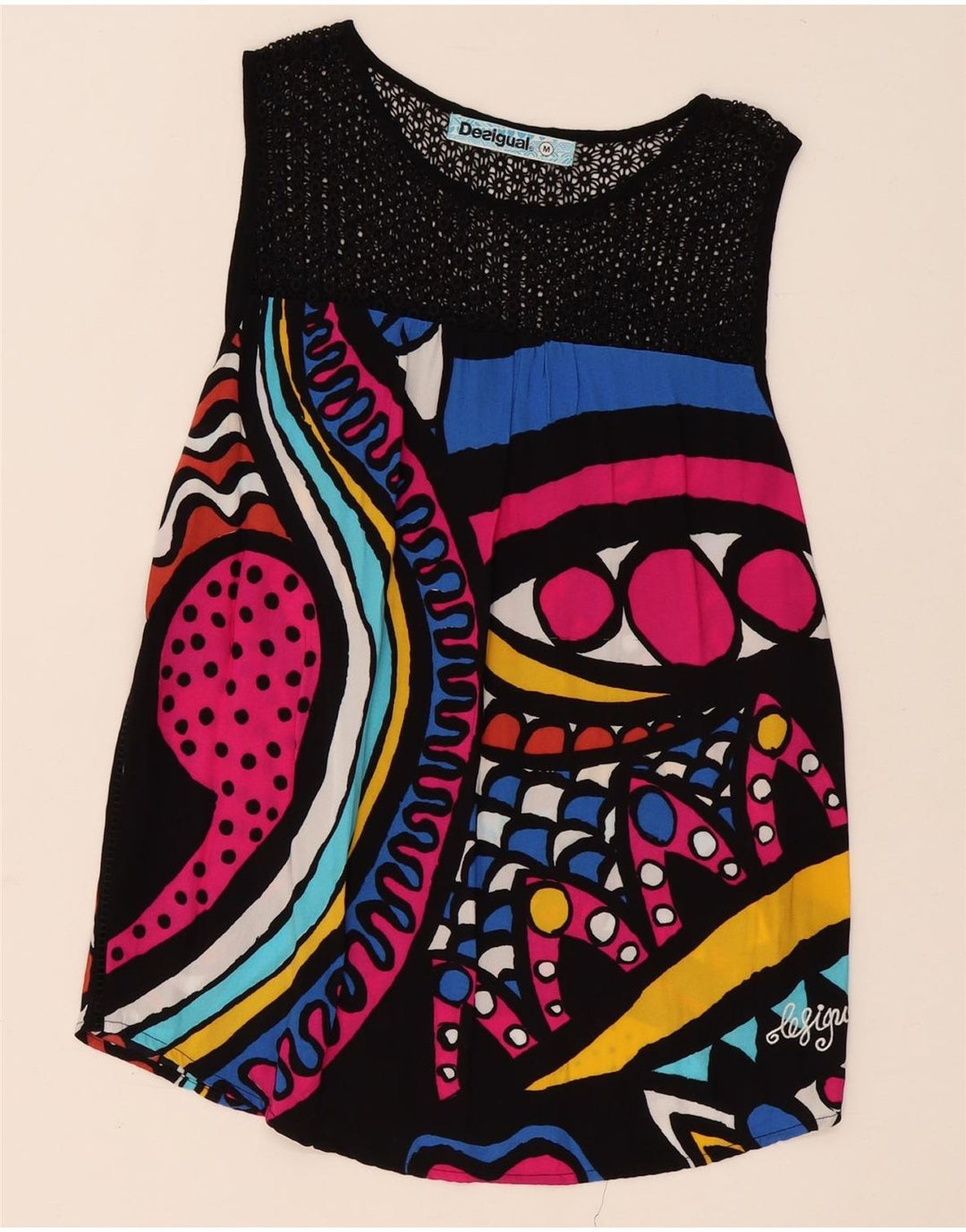 Desigual Womens Graphic Tunic Top UK 14 Medium Mehrfarbig Geometrisch