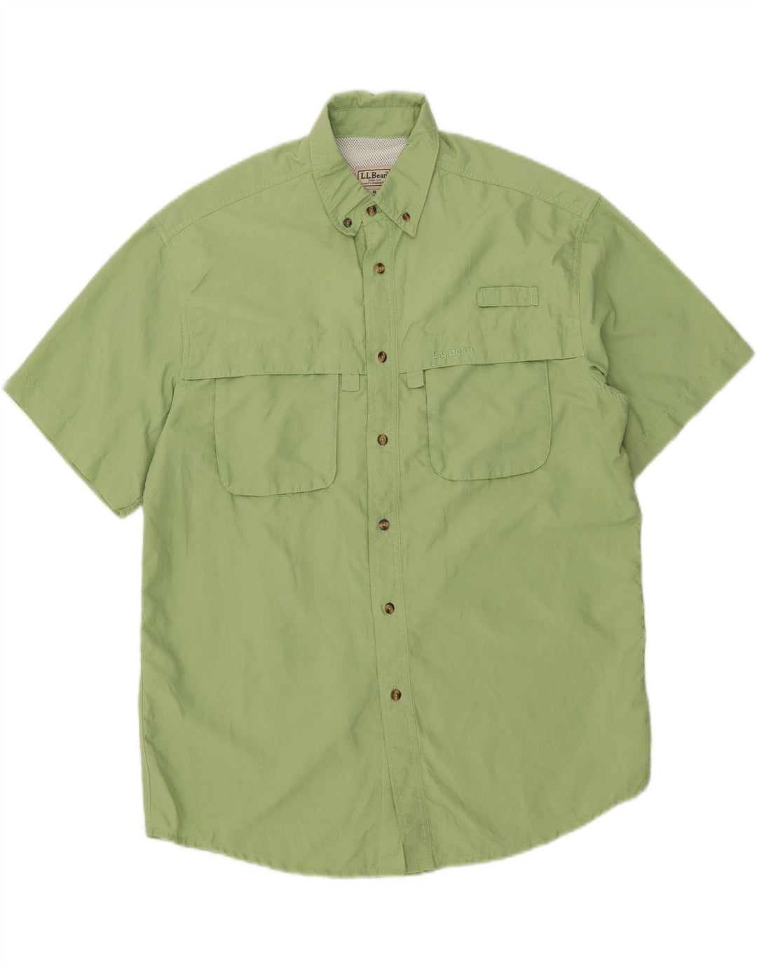 L.L.BEAN Herren-Kurzarmhemd aus mittelgrünem Nylon
