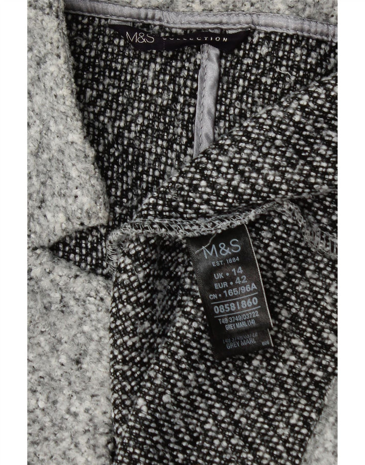 Marks & Spencer Offener Damenmantel UK 14 Large Grau geflecktes Polyester