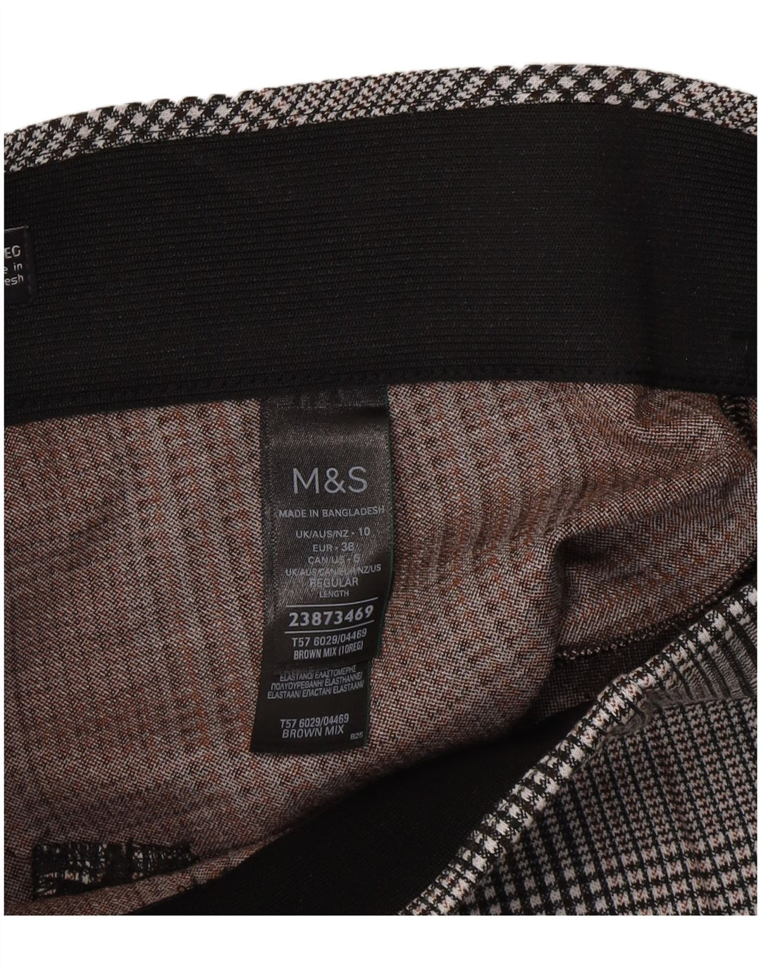 Marks & Spencer Damen Leggings UK 10 Small Graues Hahnentritt-Polyester