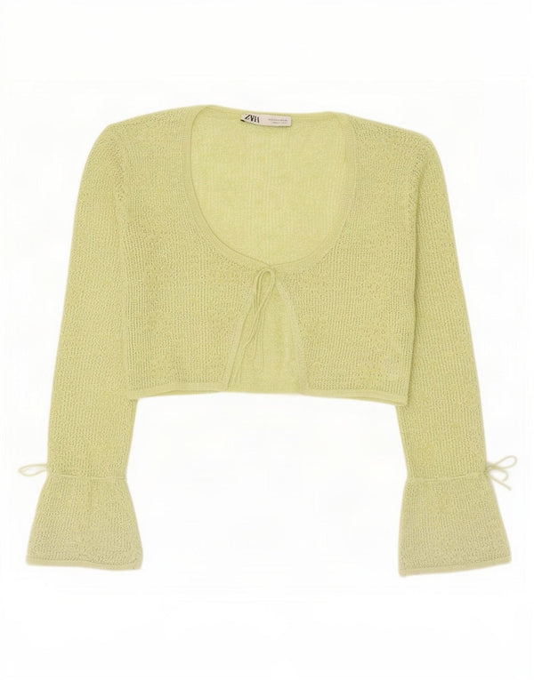 Zara Damen Crop Cardigan Top UK 12 Mittelgrünes Polyester
