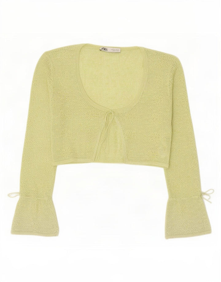 Zara Damen Crop Cardigan Top UK 12 Mittelgrünes Polyester