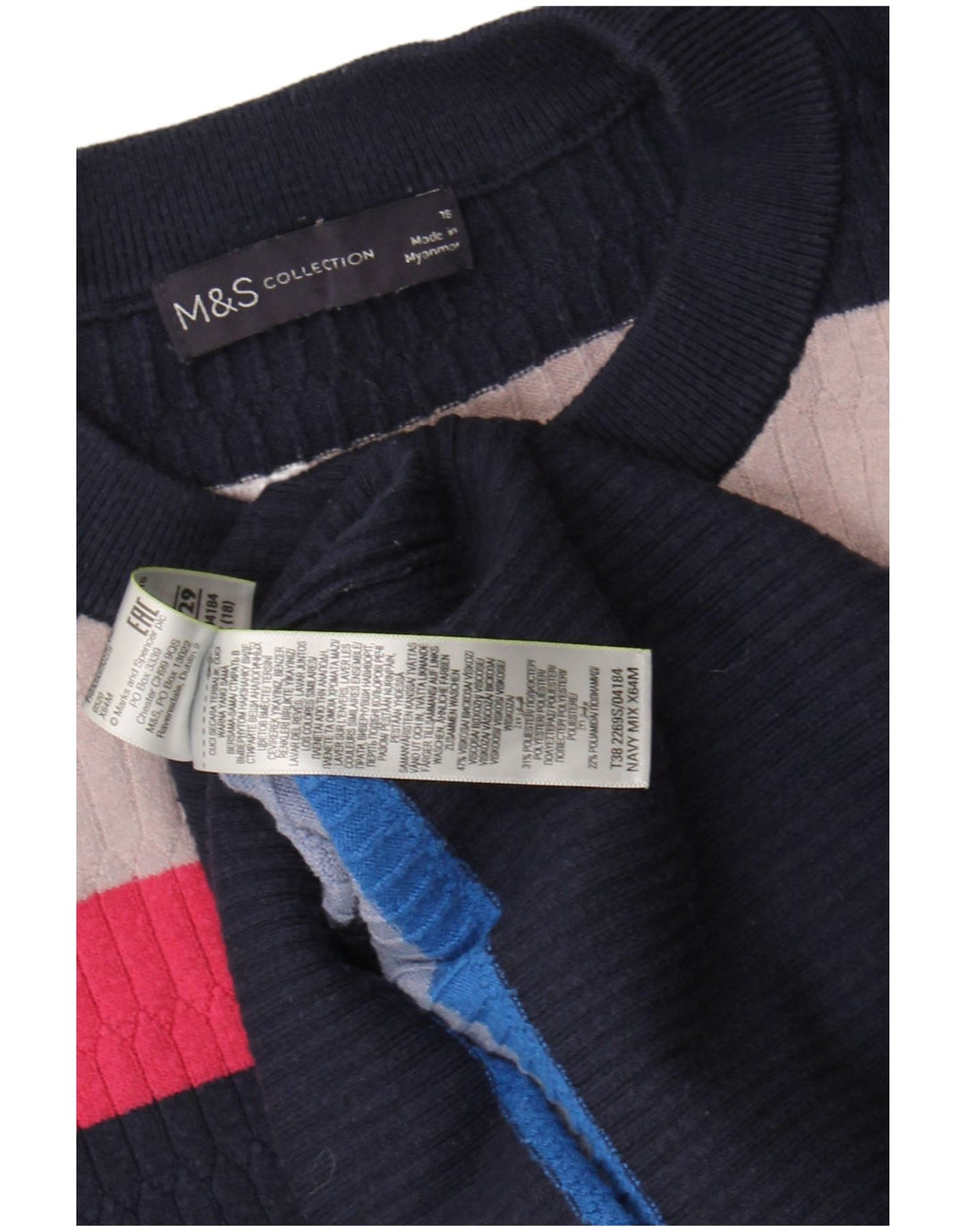 Marks & Spencer Damen-Pullover mit Rundhalsausschnitt, Gr. 18, XL, Mehrfarbig
