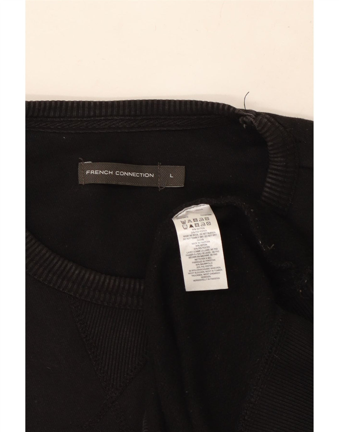 FRENCH CONNECTION Herren-Sweatshirt-Pullover, groß, schwarze Baumwolle