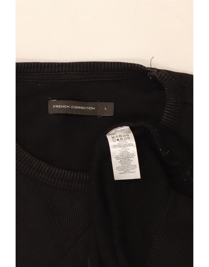 FRENCH CONNECTION Herren-Sweatshirt-Pullover, groß, schwarze Baumwolle
