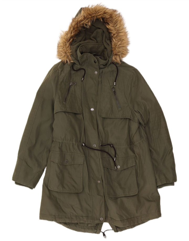 Marks & Spencer Damen-Parka mit Kapuze, UK 16, Größe L, Khaki, Polyester