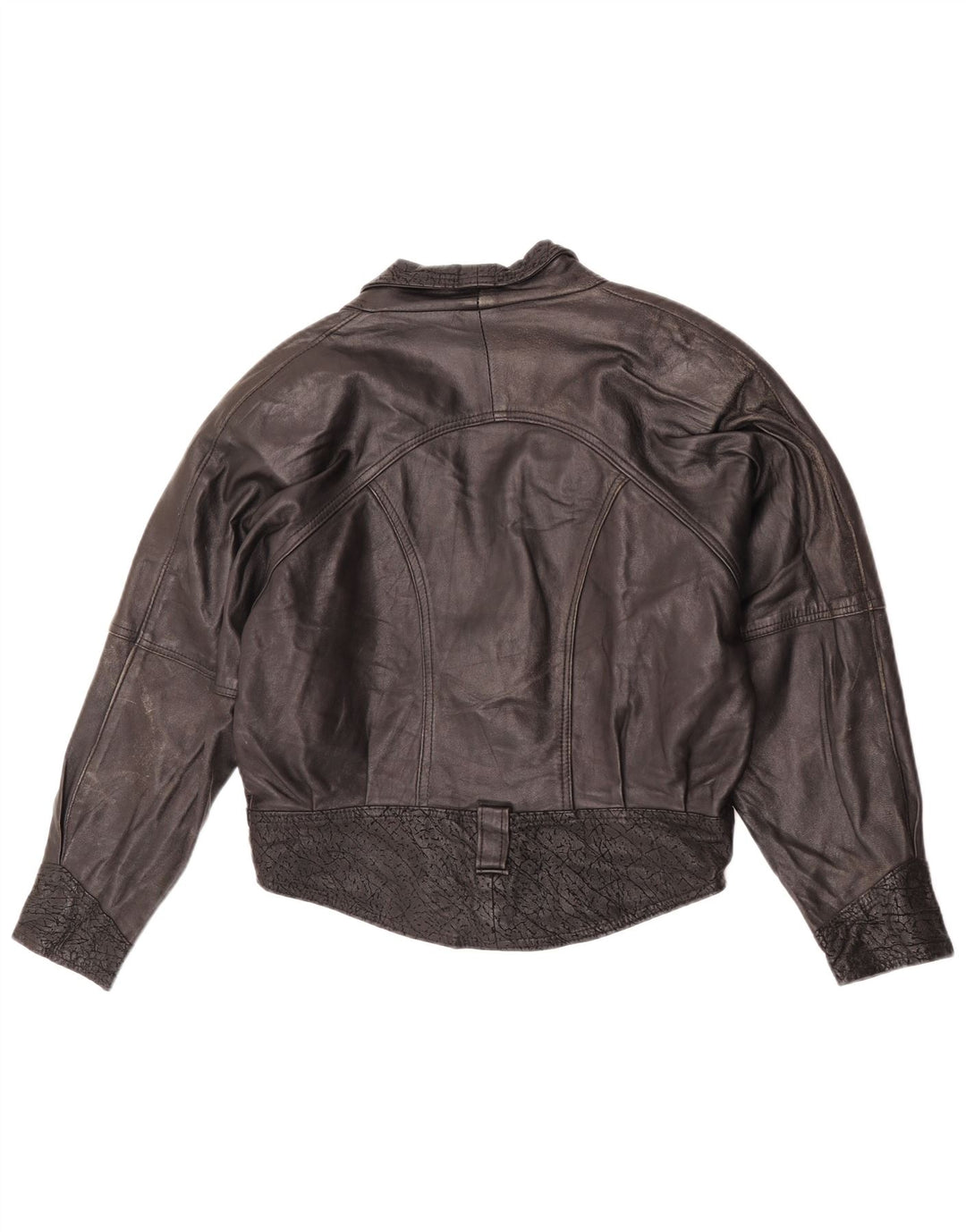 Lee Damen Übergroße Lederjacke UK 10 Small Schwarzes Leder