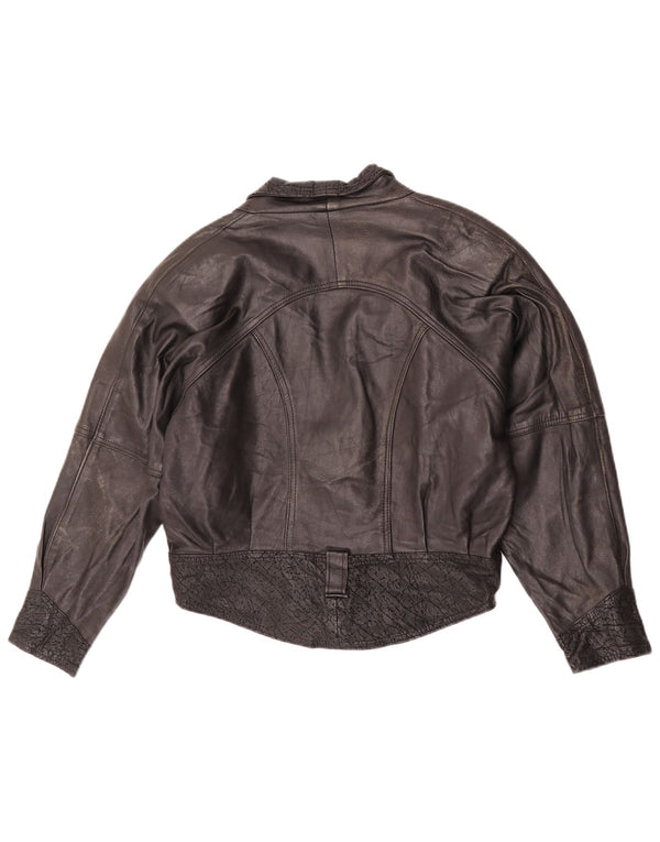 Lee Damen Übergroße Lederjacke UK 10 Small Schwarzes Leder