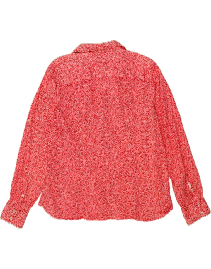 EDDIE BAUER Womens Abstract Pattern Shirt UK 16 Large Red Cotton Vintage Eddie Bauer and Second-Hand Eddie Bauer from Messina Hembry 