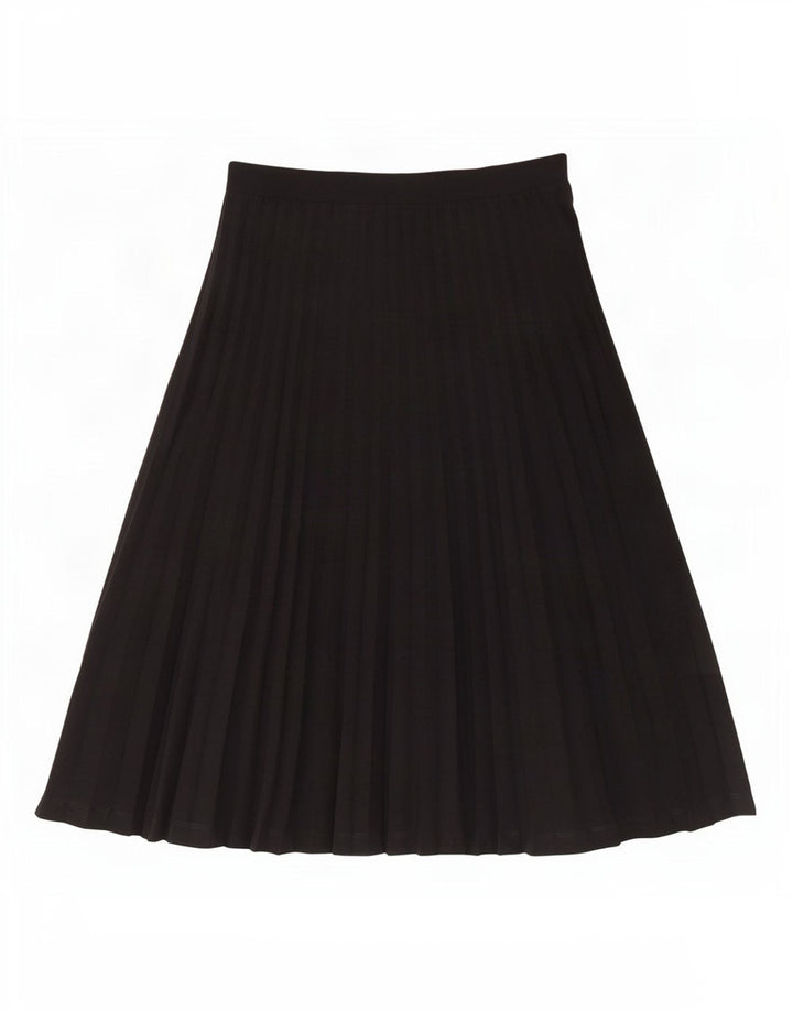 Marks & Spencer Damen Midi-Faltenrock UK 12 Medium W30 Schwarz Polyester