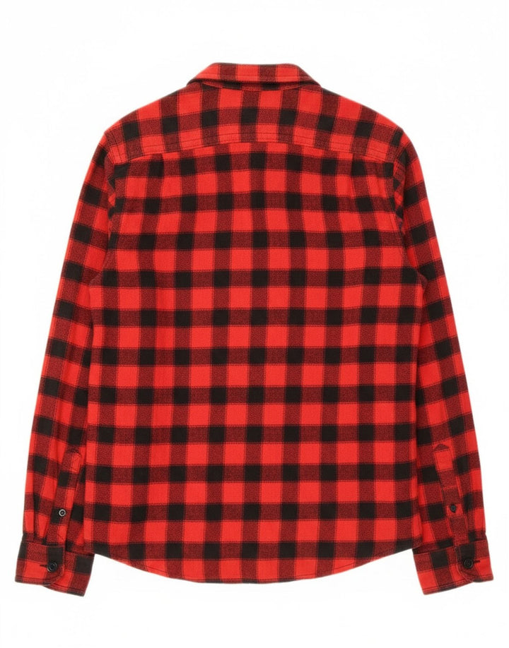 Superdry Herren-Slim-Fit-Lumberjack-Flanellhemd aus mittelroter Gingham-Baumwolle