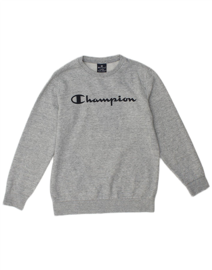 Champion Sweatshirt-Pullover mit Grafik für Jungen, 11–12 Jahre, Größe L, Grau meliert