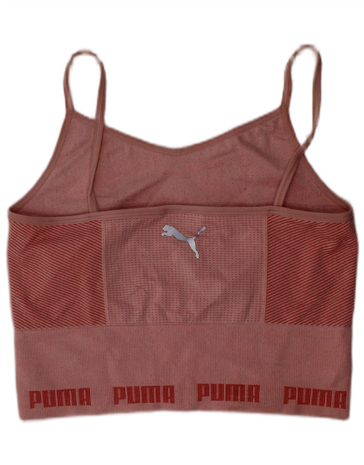 PUMA Womens Graphic Crop Top Small Pink Nylon