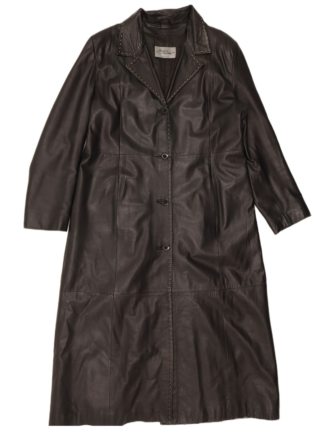 Vintage Damen Ledermantel UK 18 XL Schwarzes Leder