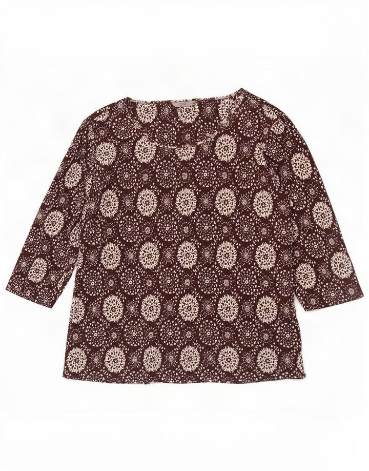 Marks & Spencer Womens Abstract Pattern Top 3/4 Ärmel UK 20 2XL Braun