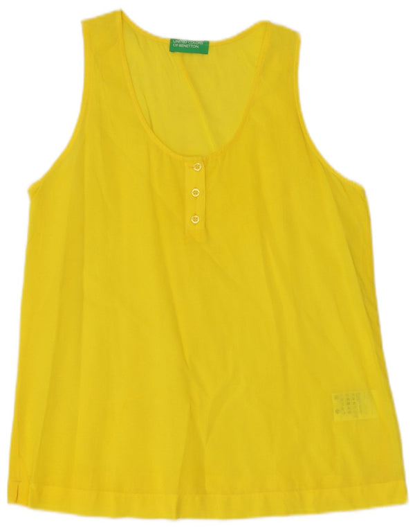 Benetton Damen ärmelloses Blusenoberteil UK 6 XS Gelb Modal
