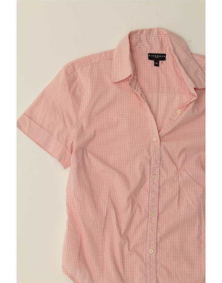 RICHMOND Womens Short Sleeve Shirt Blouse IT 46 Large Pink Gingham Vintage Richmond and Second-Hand Richmond from Messina Hembry 