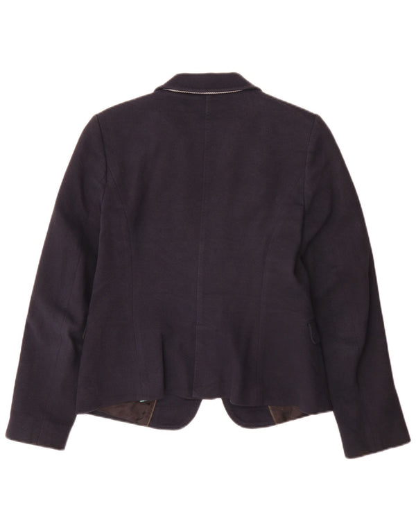 Massimo Dutti Damen-Blazerjacke mit 1 Knopf, EU 40, mittelmarineblaue Baumwolle