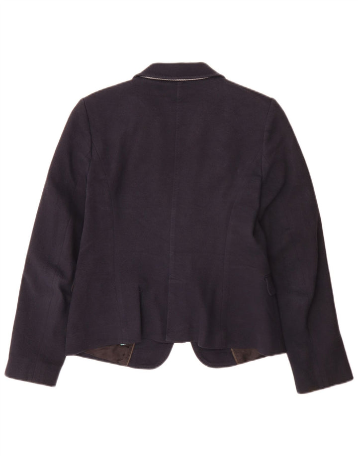 Massimo Dutti Damen-Blazerjacke mit 1 Knopf, EU 40, mittelmarineblaue Baumwolle