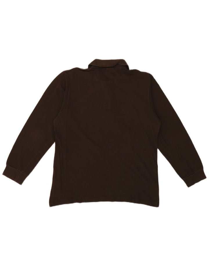 Lacoste Herren-Langarm-Poloshirt, Größe 4, mittelbraune Baumwolle