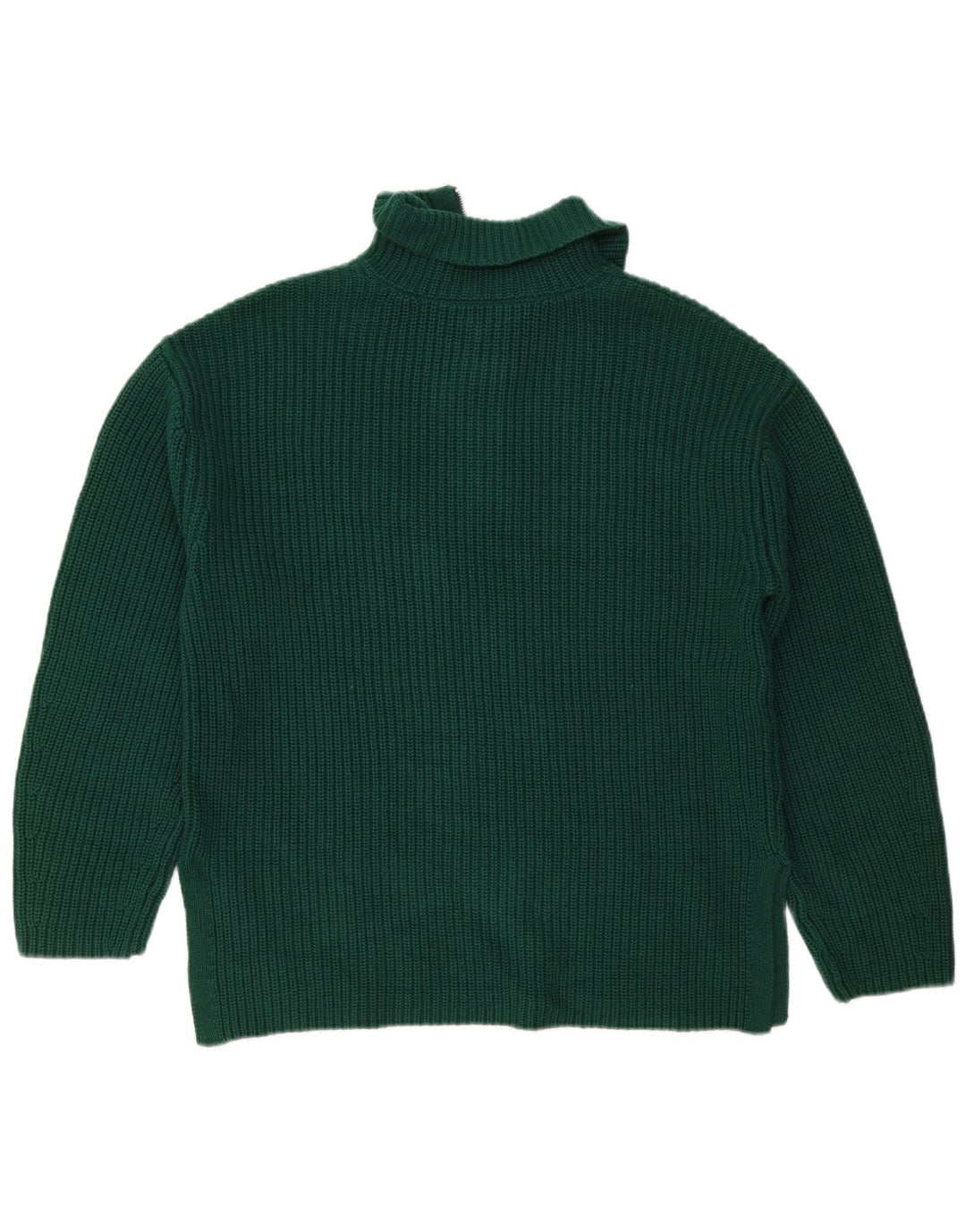 Marks & Spencer Herren-Pullover mit Reißverschluss am Hals, mittelgrüne Baumwolle