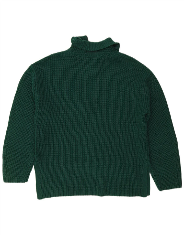 Marks & Spencer Herren-Pullover mit Reißverschluss am Hals, mittelgrüne Baumwolle
