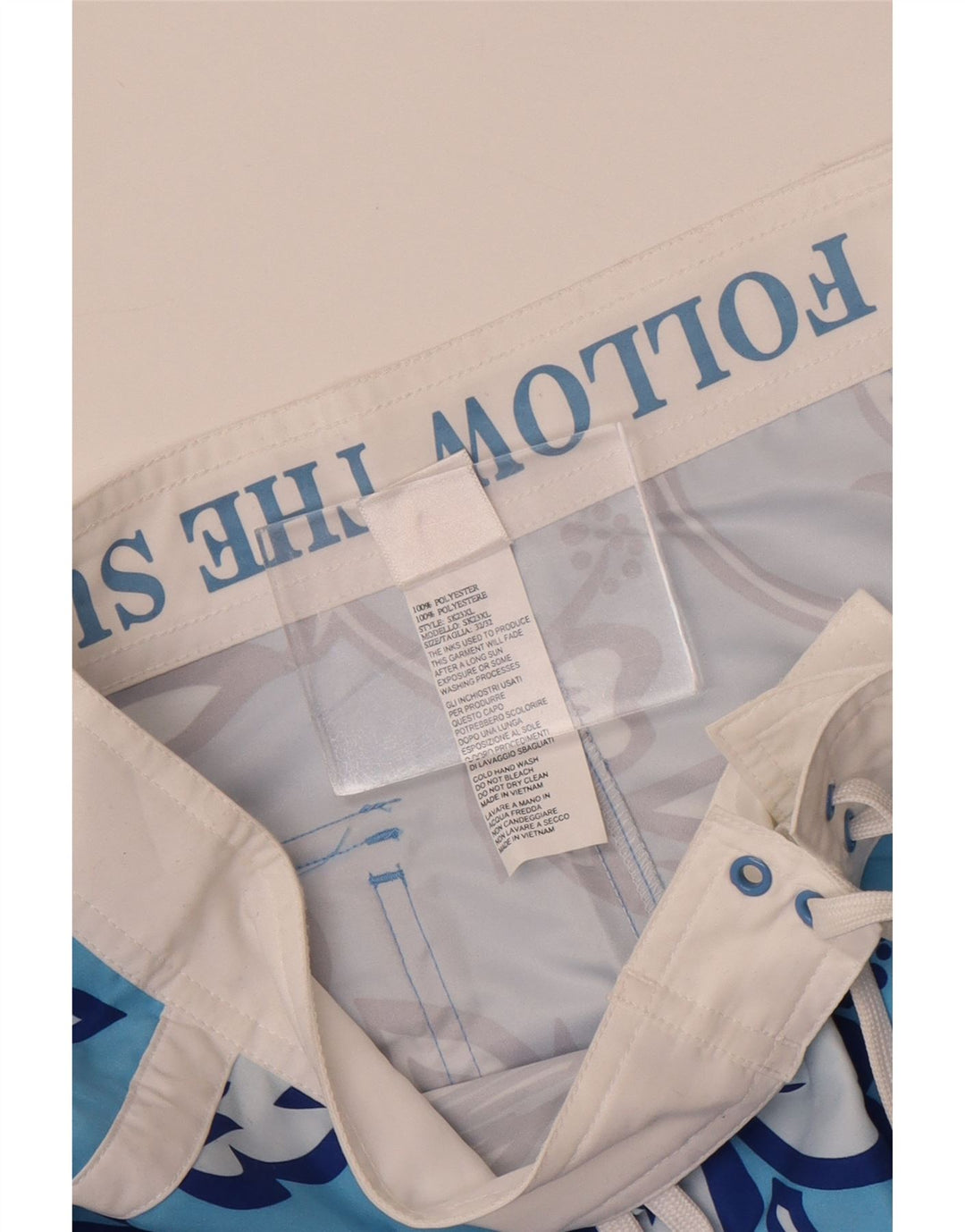Gerade geschnittene Damenhose von Sundek, W32, L26, blau geblümtes Polyester